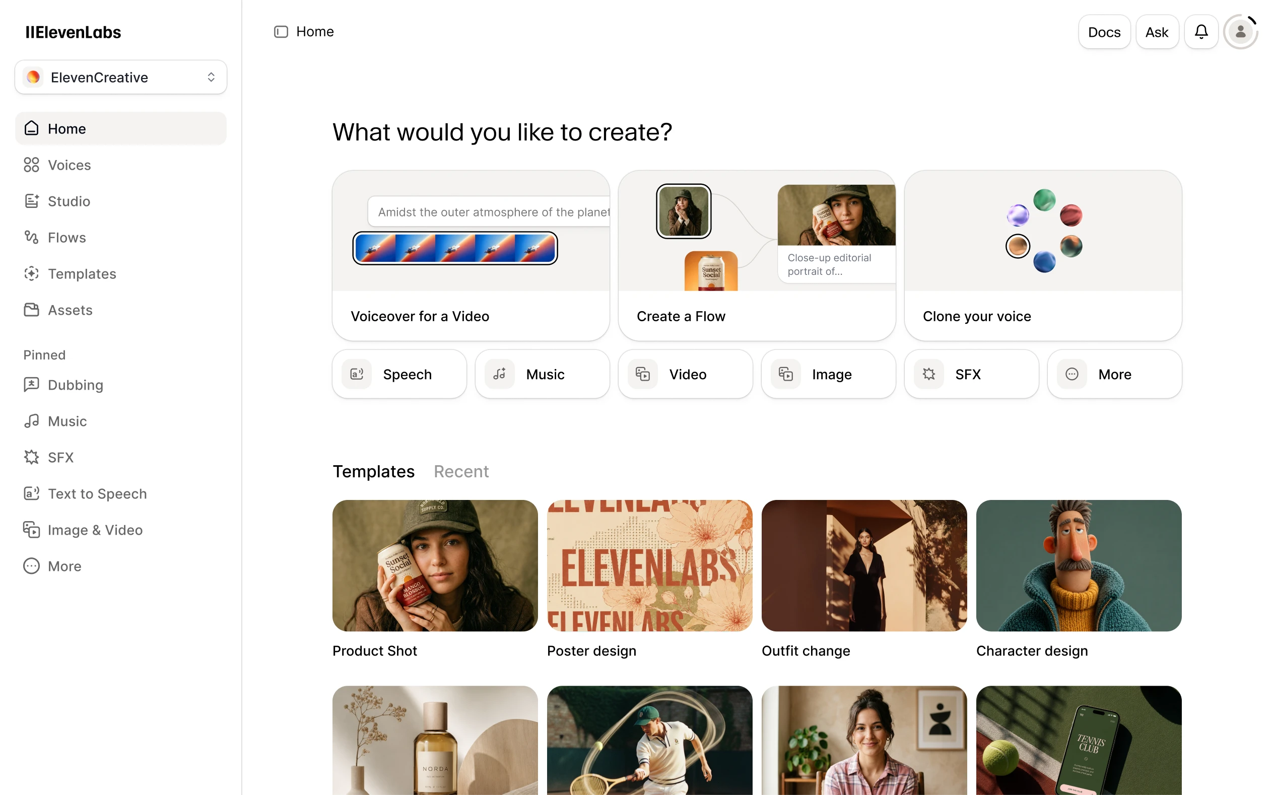 ElevenCreative 创作工作区